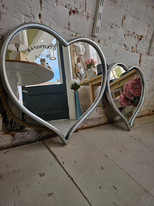 Hanging Heart Mirrors with Rope Detail (Set of 2)
