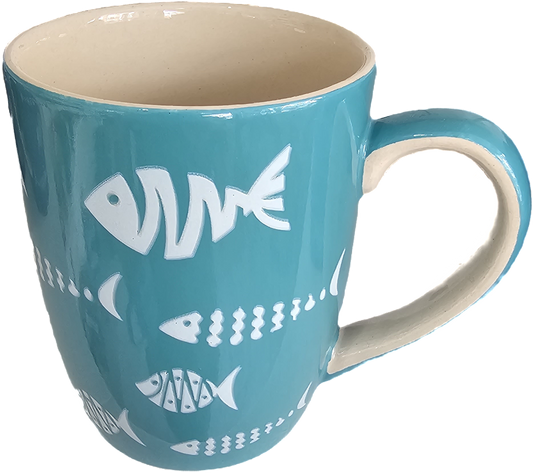 Mug with Fish design - (Sea green)
